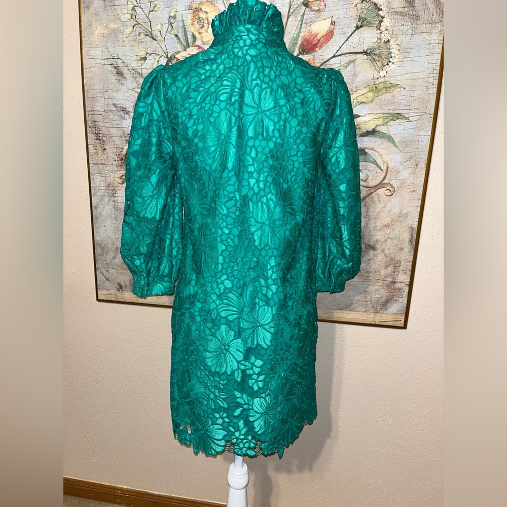 XS Tuckernuck Pomander Place Green Lace Cath Mini Dress - Picture 15 of 17